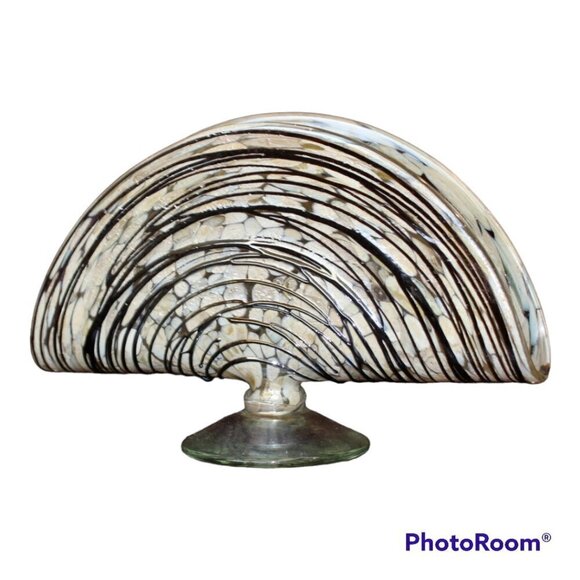 Napkin holder seashell tortoise hand blow fossil texture Glass Murano?